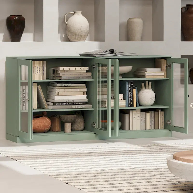 Buffet en bois massif à 100% avec portes en verre ou en bois massif par Palace Imports - 64 x 35.75