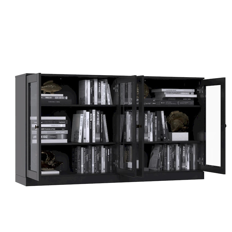 Buffet en bois massif à 100% avec portes en verre ou en bois massif par Palace Imports - 64 x 35.75