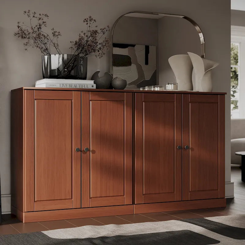Buffet en bois massif à 100% avec portes en verre ou en bois massif par Palace Imports - 64 x 35.75