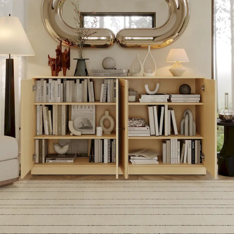 Buffet en bois massif à 100% avec portes en verre ou en bois massif par Palace Imports - 64 x 35.75