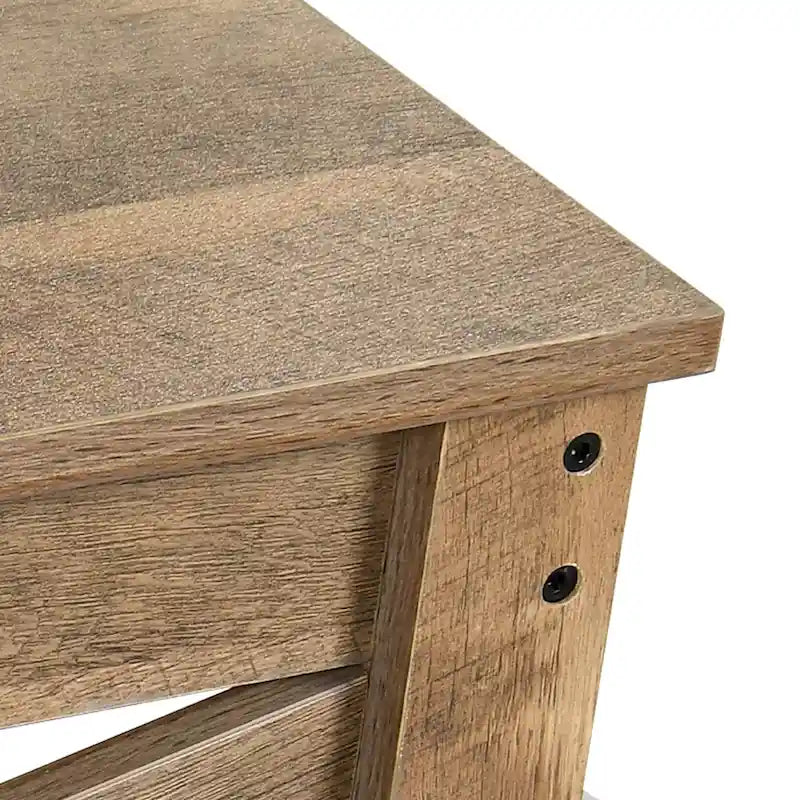 Tables basses carrées à 2 niveaux Moasis avec étagère, table basse pour salon