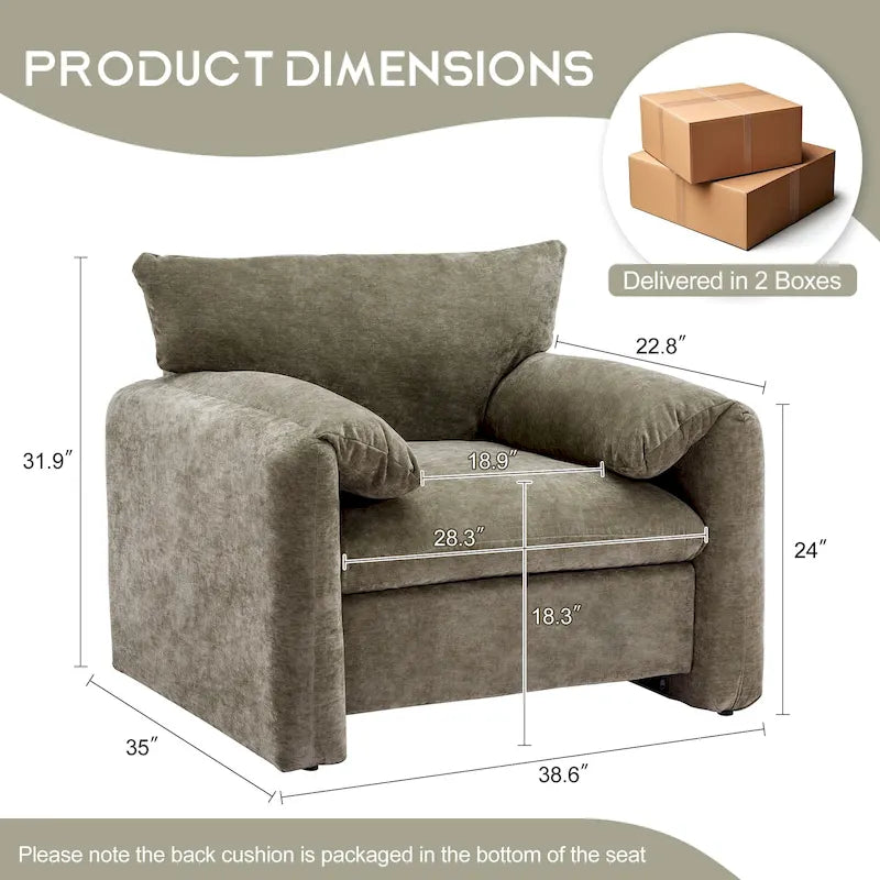 Fauteuil d'appoint surdimensionné de style moderne pour salon, chambre à coucher