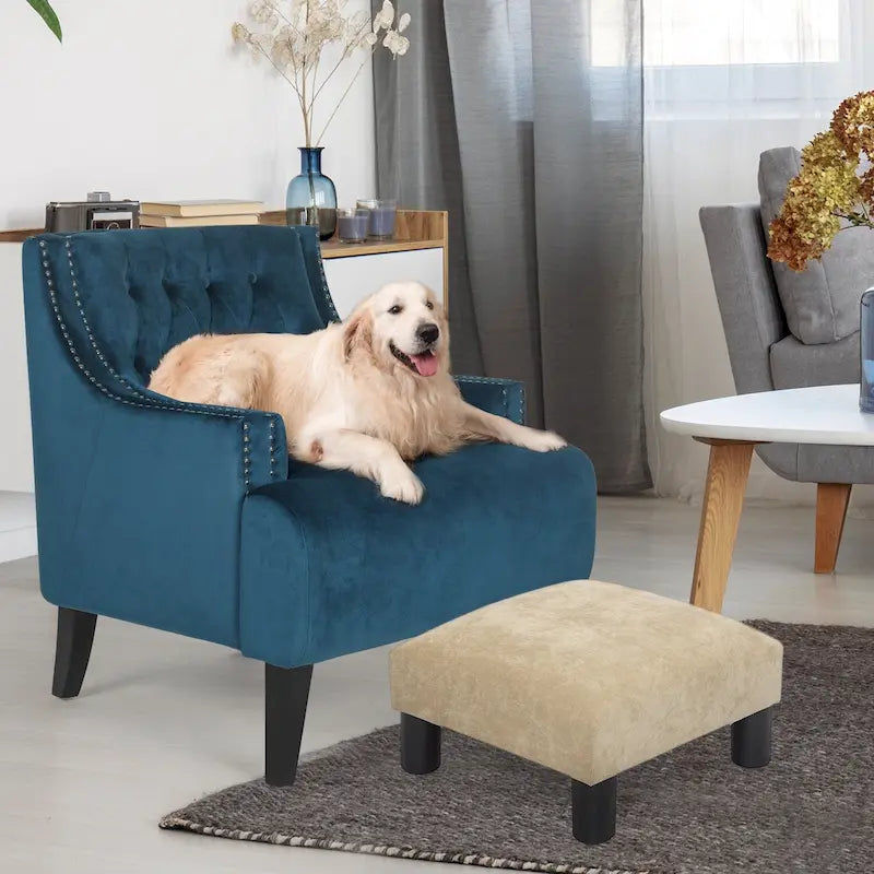 Tabouret marchepied pour animaux de compagnie en tissu rembourré Adeco Ottoman