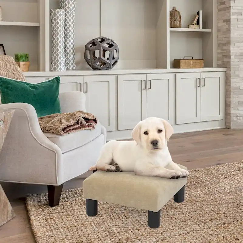 Tabouret marchepied pour animaux de compagnie en tissu rembourré Adeco Ottoman