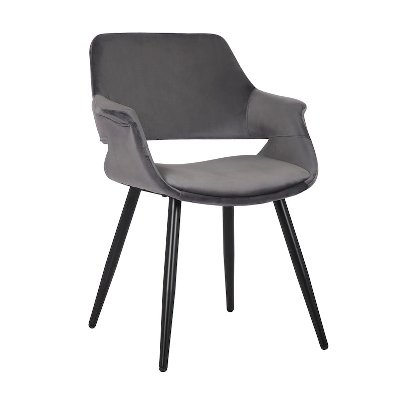 Porthos Home Fulco Chaise de salle à manger en velours de style Mid-century