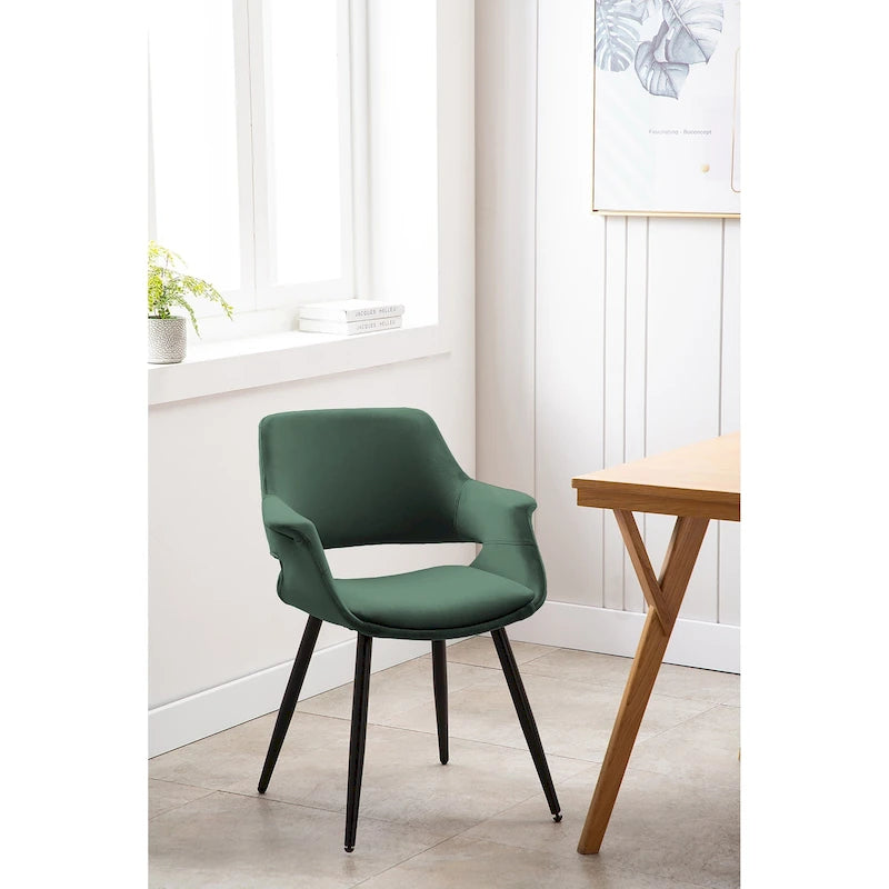 Porthos Home Fulco Chaise de salle à manger en velours de style Mid-century
