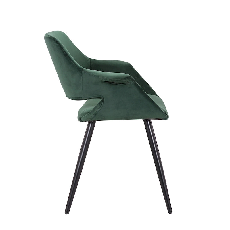 Porthos Home Fulco Chaise de salle à manger en velours de style Mid-century