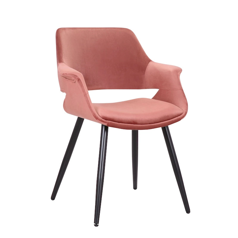 Porthos Home Fulco Chaise de salle à manger en velours de style Mid-century