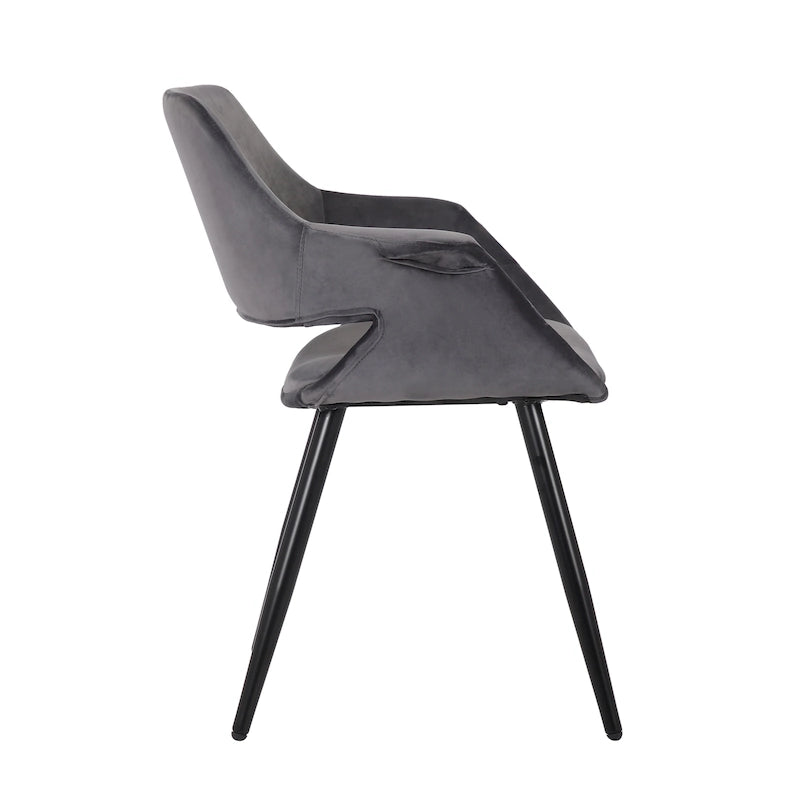 Porthos Home Fulco Chaise de salle à manger en velours de style Mid-century