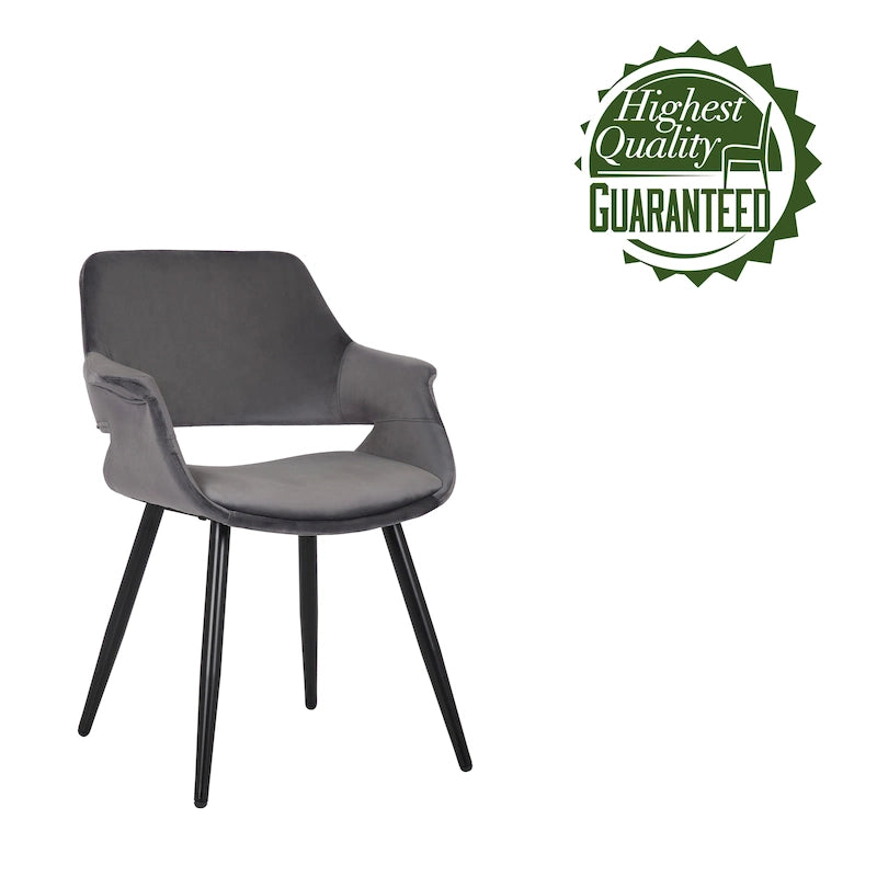 Porthos Home Fulco Chaise de salle à manger en velours de style Mid-century