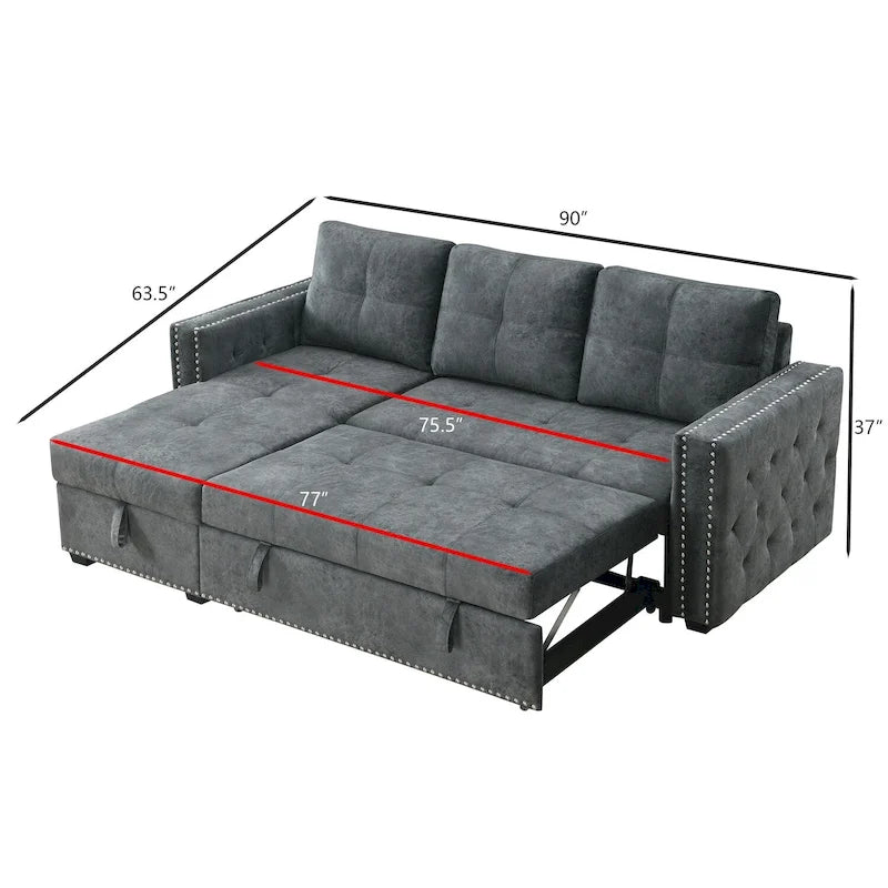 Modern Reversible L-shaped Sleeper Sectional Sofa Bed with Storage Cha ...