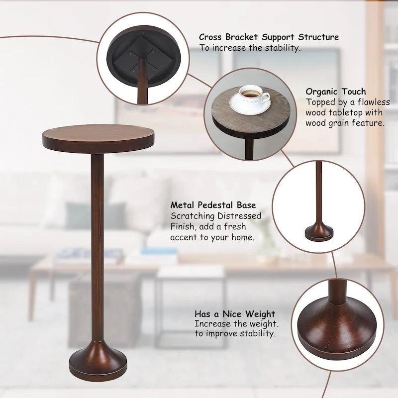 COZAYH Table d'appoint contemporaine avec base piédestal