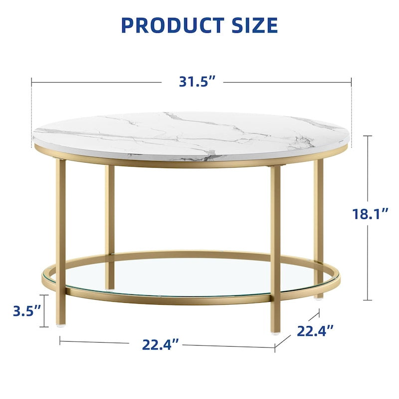 Table basse ronde à 2 niveaux Moasis Industrial avec étagère