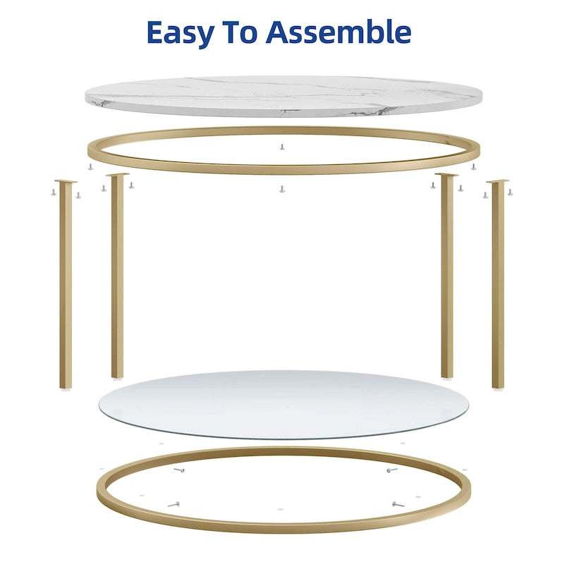 Table basse ronde à 2 niveaux Moasis Industrial avec étagère