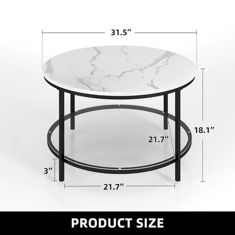 Table basse ronde à 2 niveaux Moasis Industrial avec étagère