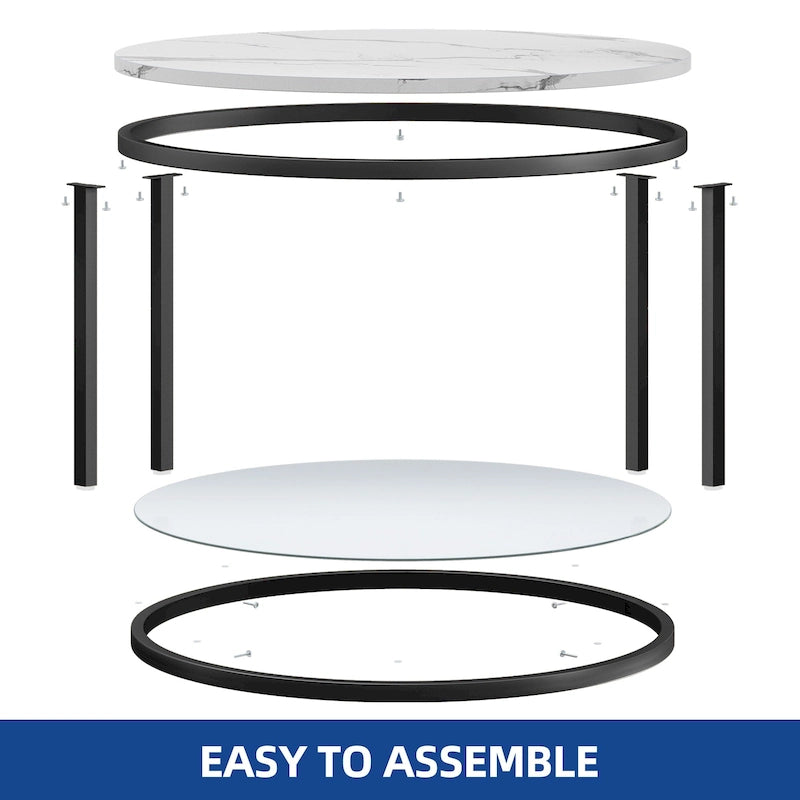 Table basse ronde à 2 niveaux Moasis Industrial avec étagère