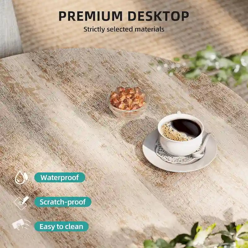 Table basse ronde à 2 niveaux Moasis Industrial avec étagère