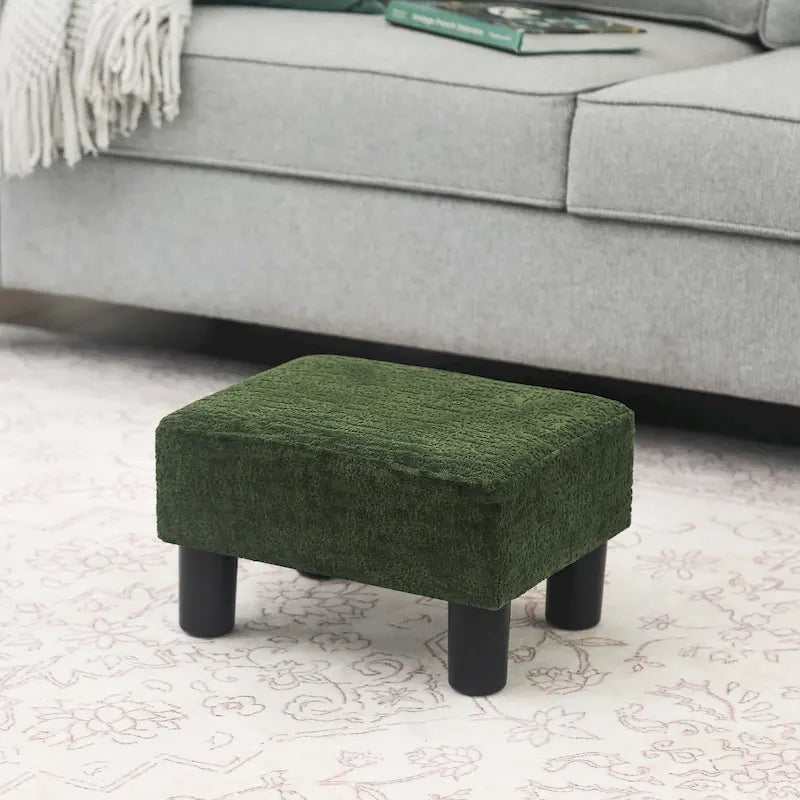 Adeco Petit repose-pieds ottoman rectangulaire moderne en similicuir