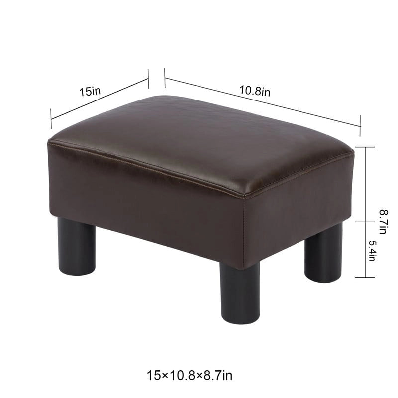 Adeco Petit repose-pieds ottoman rectangulaire moderne en similicuir