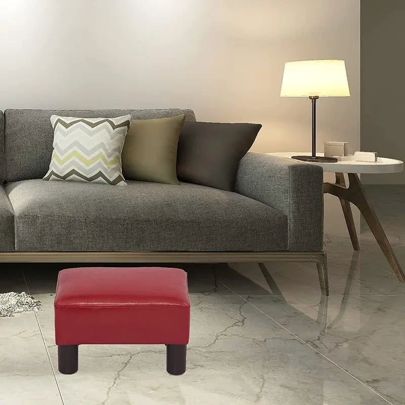 Adeco Petit repose-pieds ottoman rectangulaire moderne en similicuir