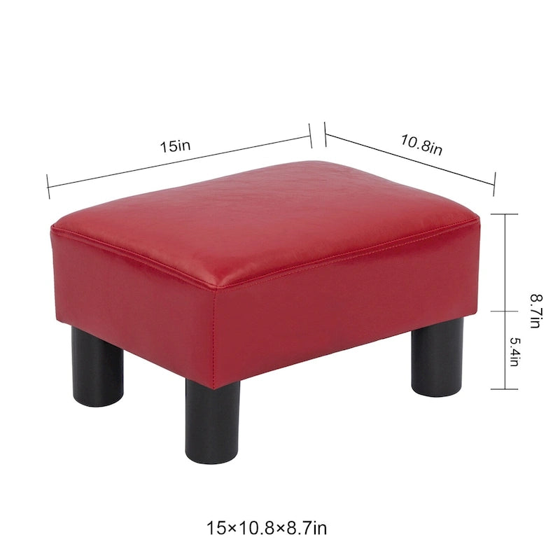 Adeco Petit repose-pieds ottoman rectangulaire moderne en similicuir