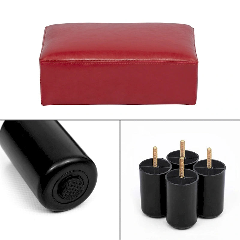 Adeco Petit repose-pieds ottoman rectangulaire moderne en similicuir
