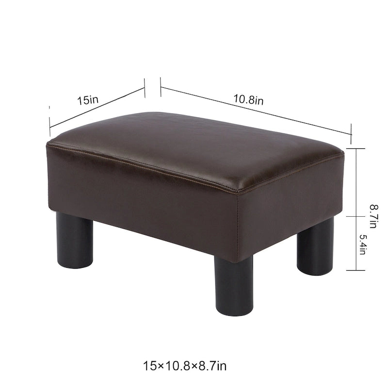 Adeco Petit repose-pieds ottoman rectangulaire moderne en similicuir