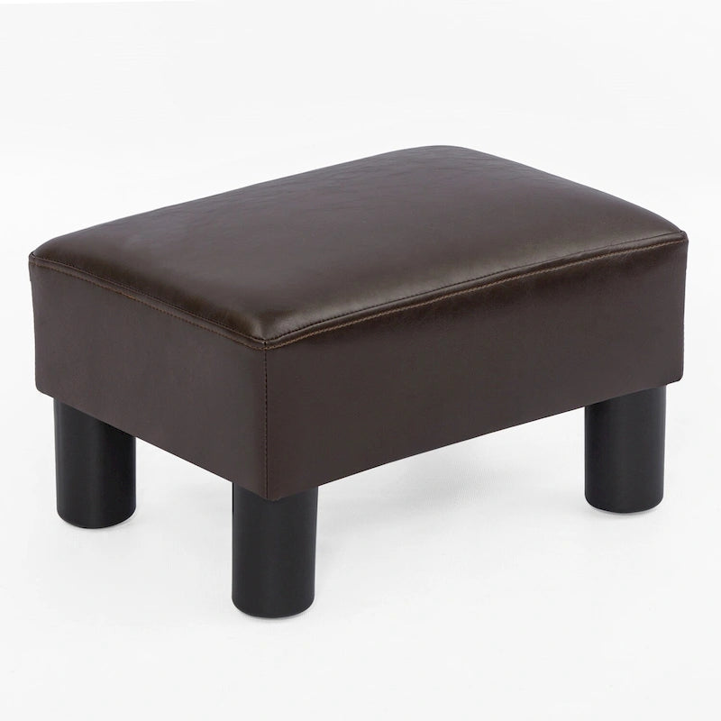 Adeco Petit repose-pieds ottoman rectangulaire moderne en similicuir