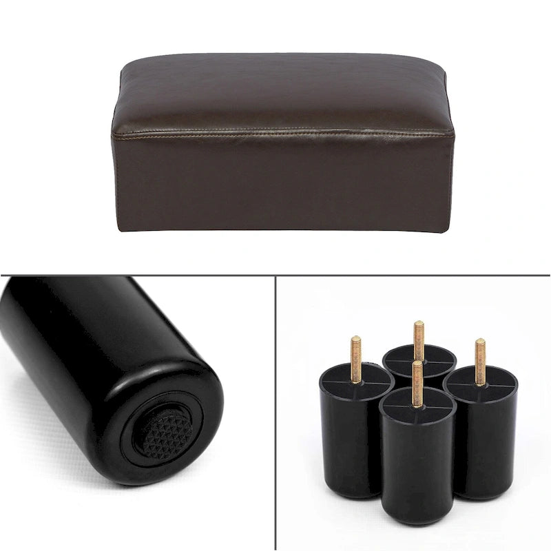 Adeco Petit repose-pieds ottoman rectangulaire moderne en similicuir
