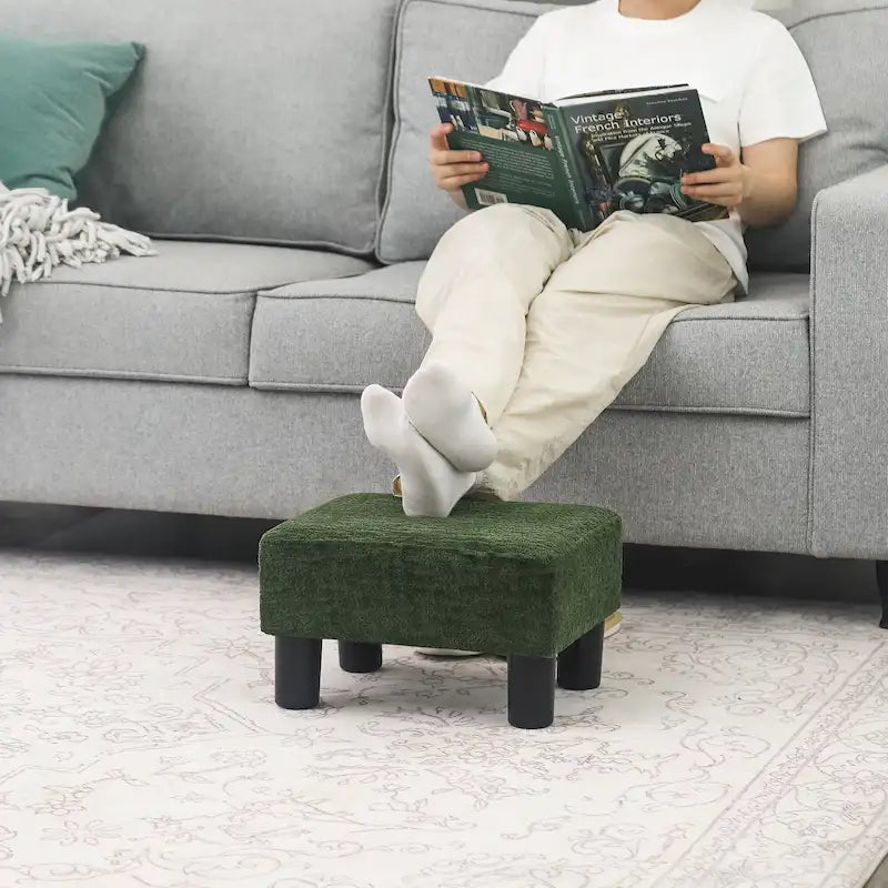 Adeco Petit repose-pieds ottoman rectangulaire moderne en similicuir