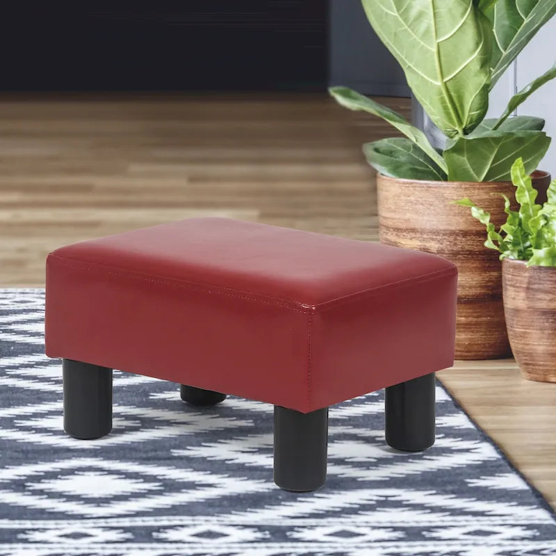 Adeco Petit repose-pieds ottoman rectangulaire moderne en similicuir