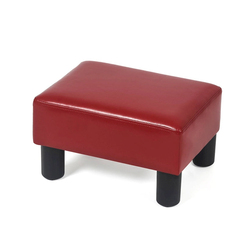 Adeco Petit repose-pieds ottoman rectangulaire moderne en similicuir