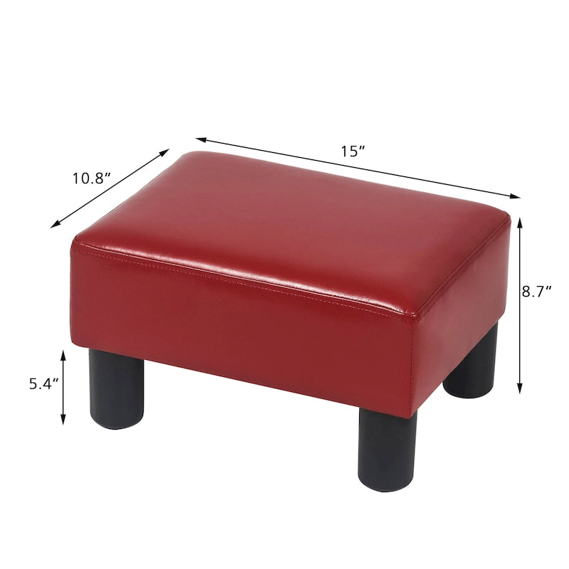 Adeco Petit repose-pieds ottoman rectangulaire moderne en similicuir