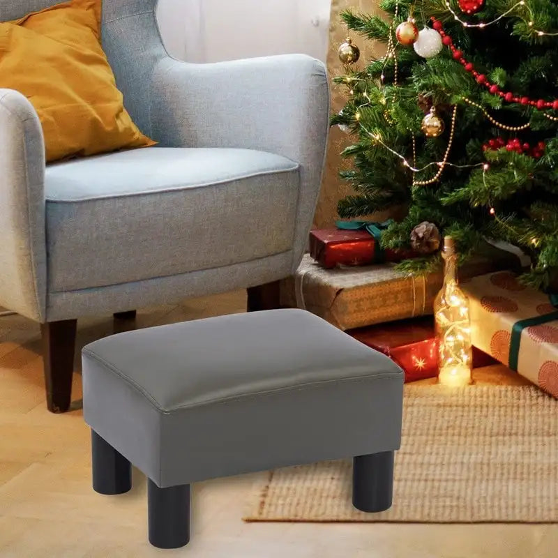 Adeco Petit repose-pieds ottoman rectangulaire moderne en similicuir