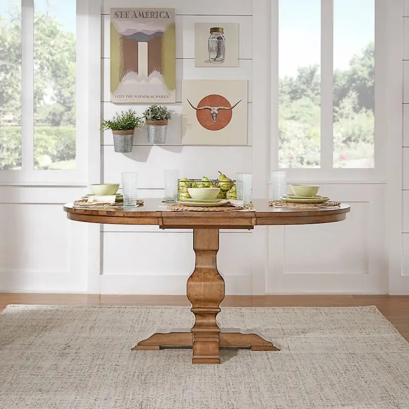 Table à manger ovale bicolore en bois massif Eleanor par iNSPIRE Q Classic