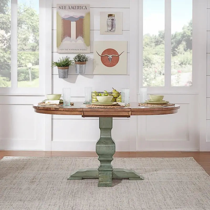 Table à manger ovale bicolore en bois massif Eleanor par iNSPIRE Q Classic