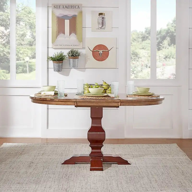 Table à manger ovale bicolore en bois massif Eleanor par iNSPIRE Q Classic