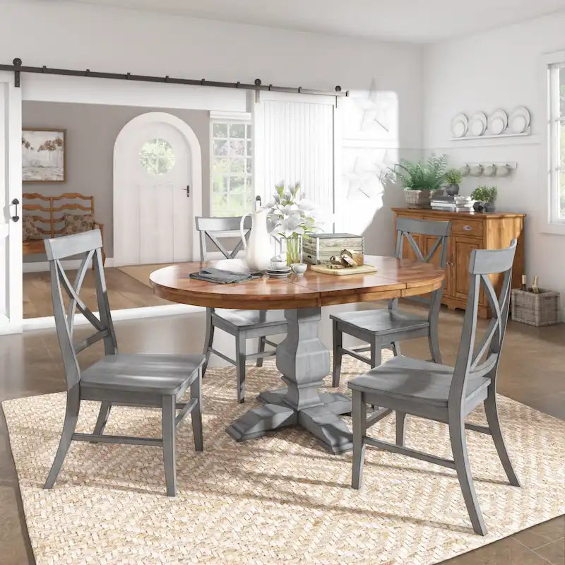 Table à manger ovale bicolore en bois massif Eleanor par iNSPIRE Q Classic