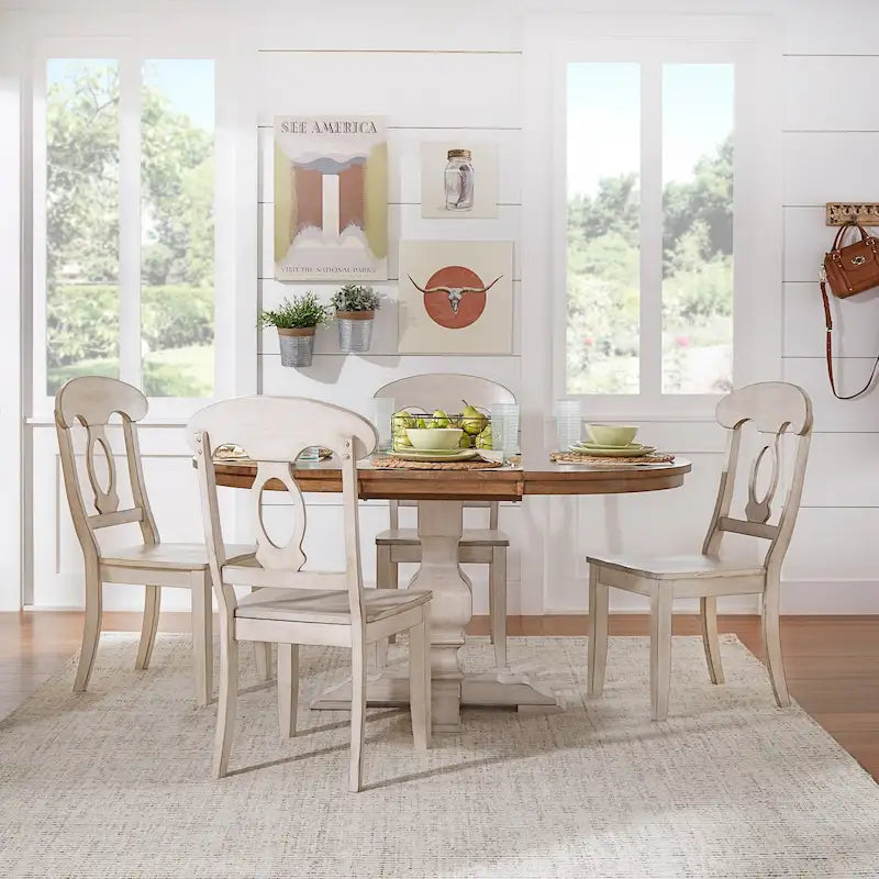 Table à manger ovale bicolore en bois massif Eleanor par iNSPIRE Q Classic
