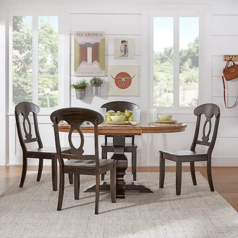 Table à manger ovale bicolore en bois massif Eleanor par iNSPIRE Q Classic