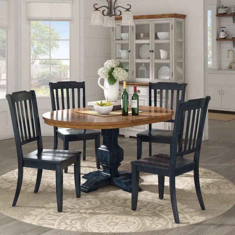 Table à manger ovale bicolore en bois massif Eleanor par iNSPIRE Q Classic