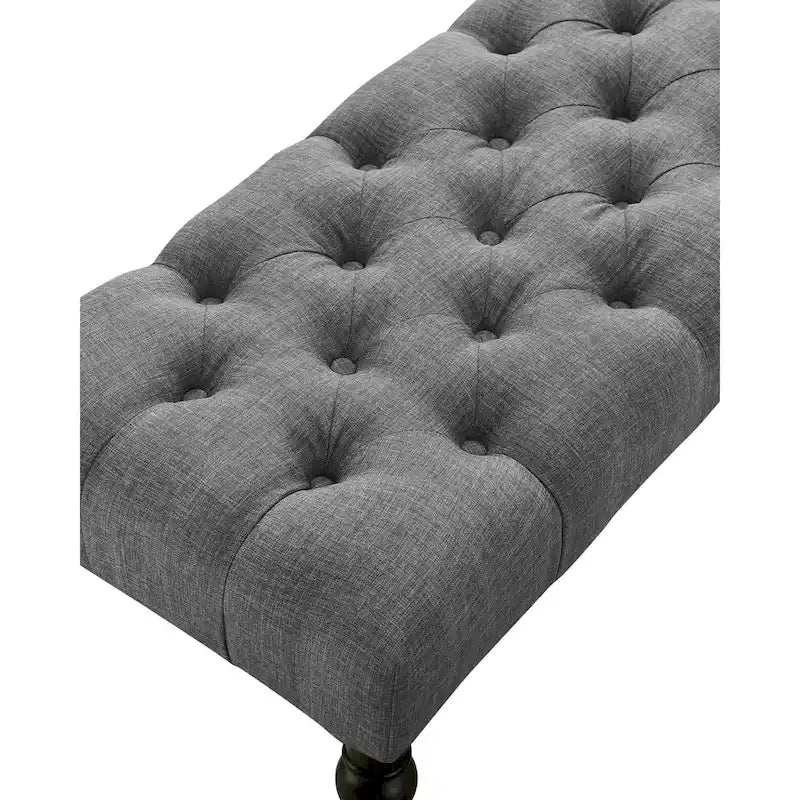 Banc de salle à manger en tissu tufté cuivre Sens, couleur sable, avec pieds tournés