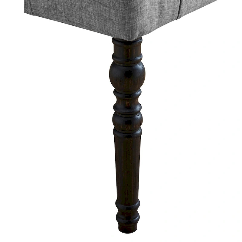 Banc de salle à manger en tissu tufté cuivre Sens, couleur sable, avec pieds tournés