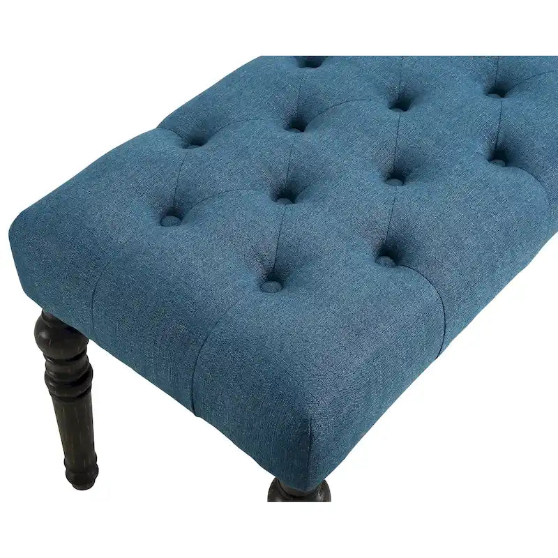 Banc de salle à manger en tissu tufté cuivre Sens, couleur sable, avec pieds tournés