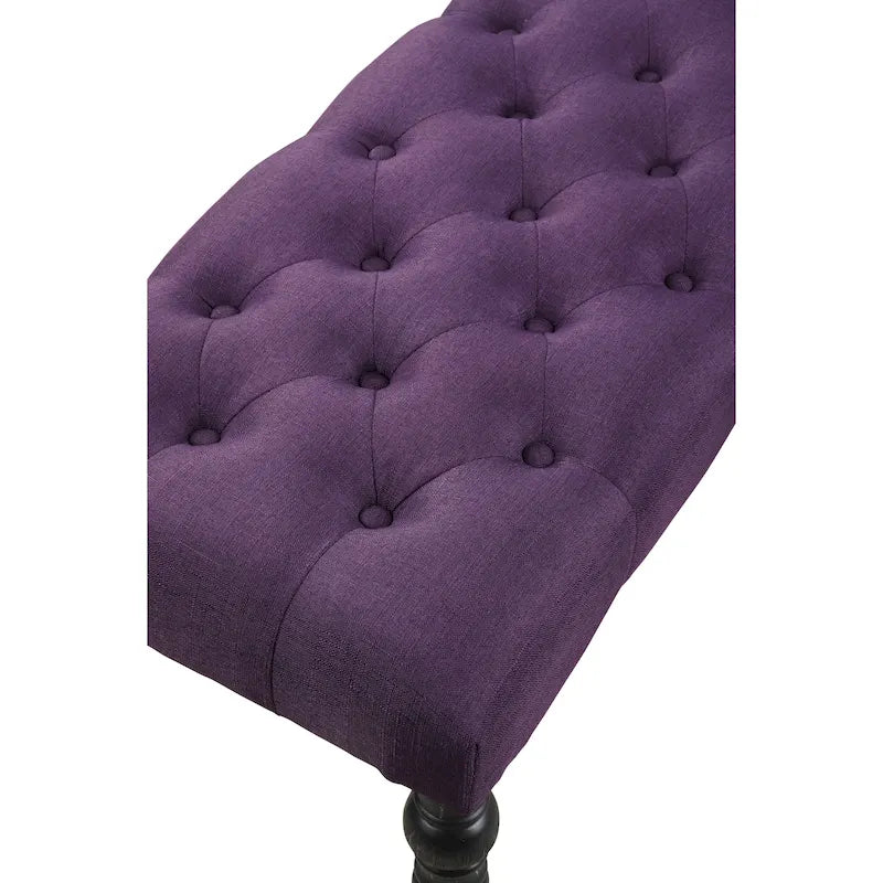Banc de salle à manger en tissu tufté cuivre Sens, couleur sable, avec pieds tournés