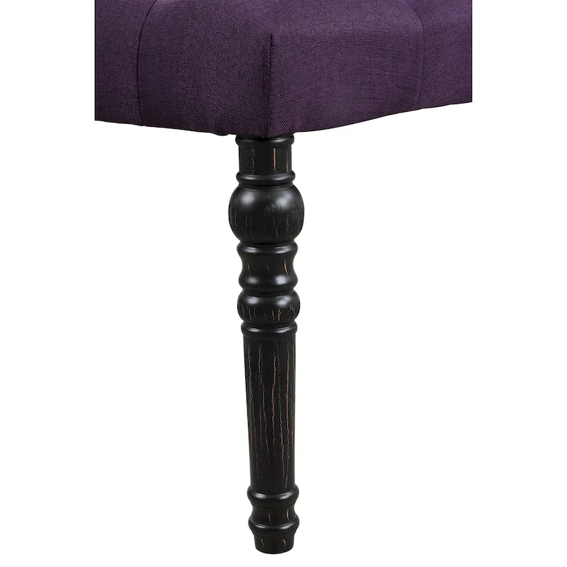 Banc de salle à manger en tissu tufté cuivre Sens, couleur sable, avec pieds tournés