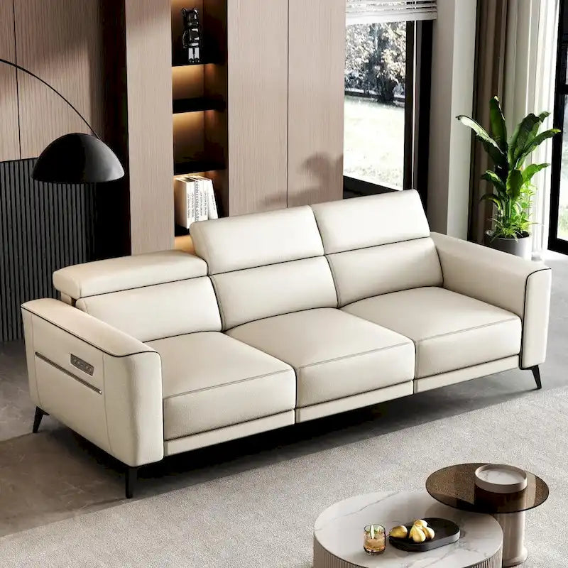 Canapé inclinable électrique en cuir 112,5 po avec port de chargement USB