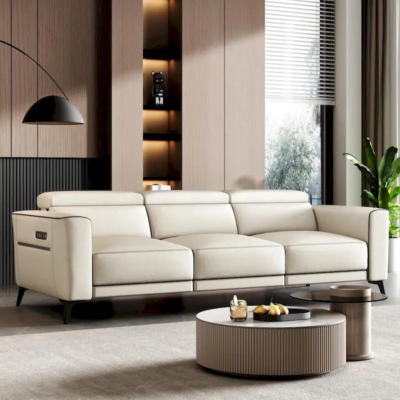 Canapé inclinable électrique en cuir 112,5 po avec port de chargement USB