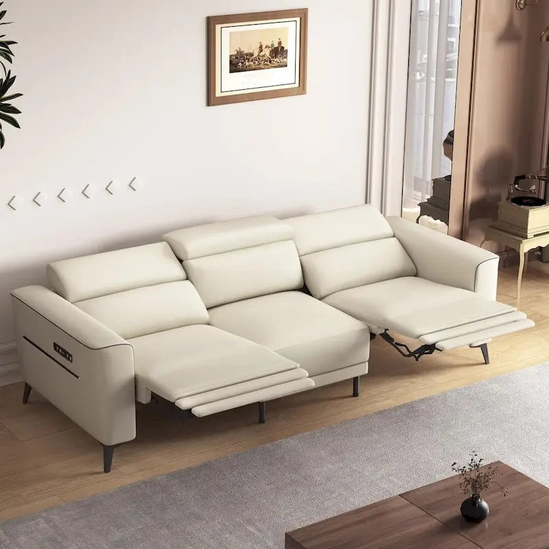 Canapé inclinable électrique en cuir 112,5 po avec port de chargement USB
