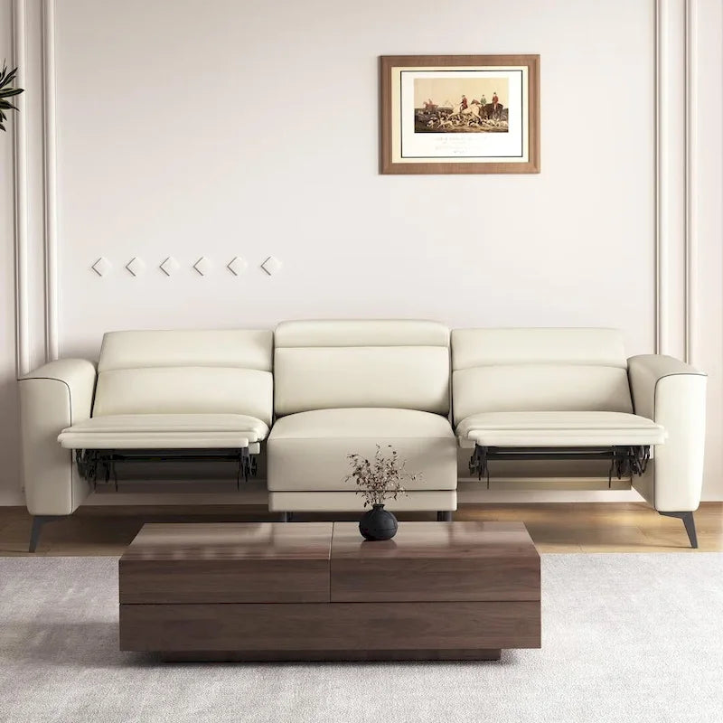 Canapé inclinable électrique en cuir 112,5 po avec port de chargement USB